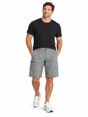 Iron Co Mens 40 Gray Stretch Hybrid Cargo Shorts 11 Inch Inseam NWT